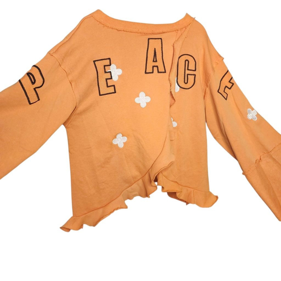 POL Orange Peace Sign Embroidered Sweatshirt Medium. NEW - Picture 3 of 7